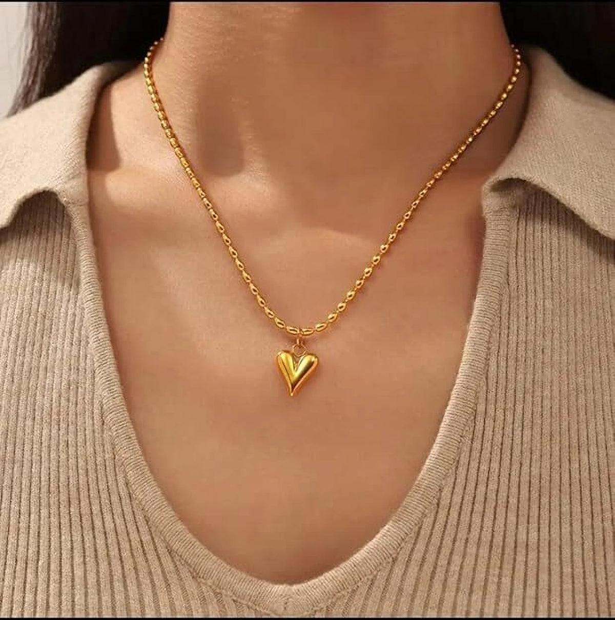 Golden Heart Pendant Necklace
