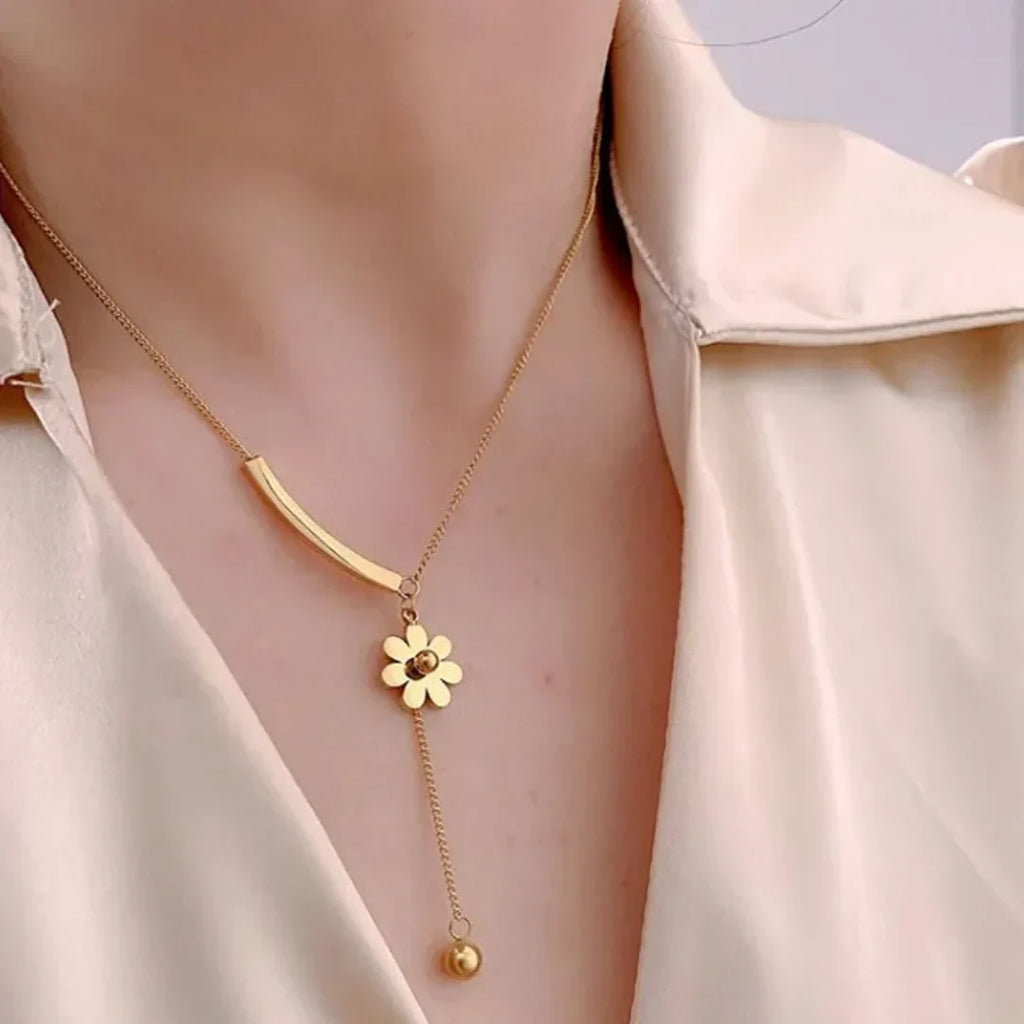 Golden Daisy Drop Necklace