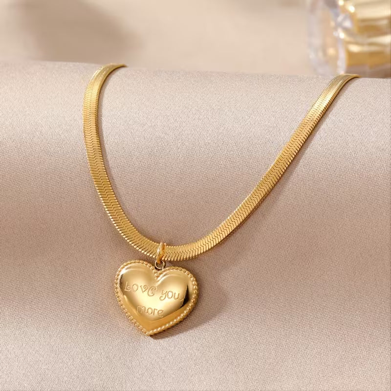 Love You More Heart Pendant Necklace