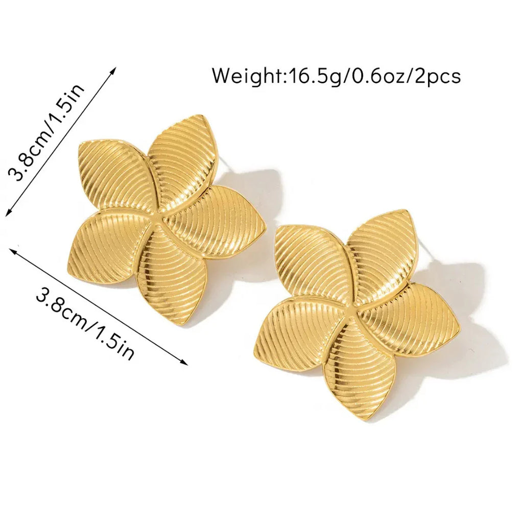 Golden Flower Stud Earrings for Women