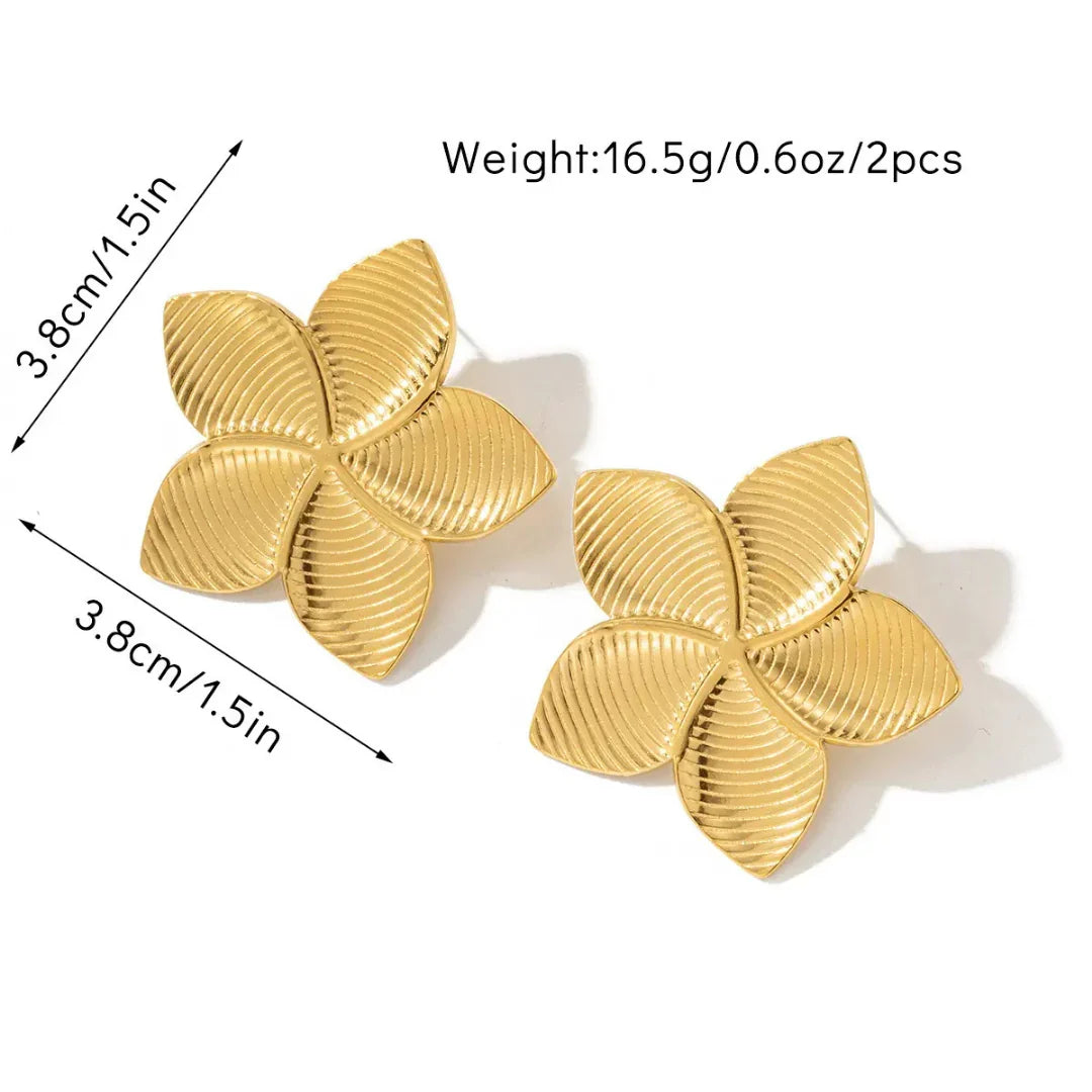 Golden Flower Stud Earrings for Women