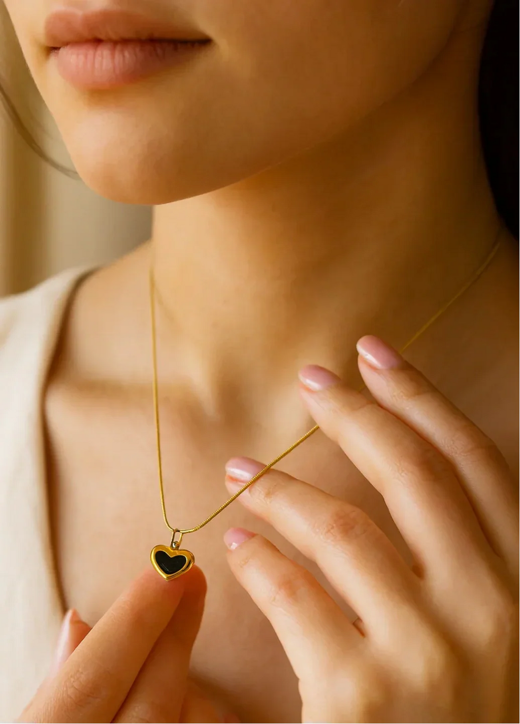 Golden Noir Heart Necklace