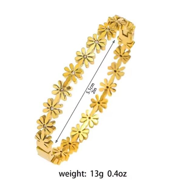 Daisy Flower Bangle Bracelet