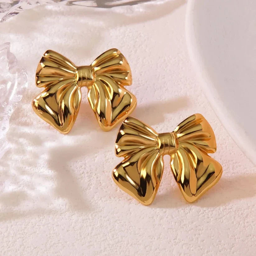 Golden Bow Anti-Tarnish Earrings