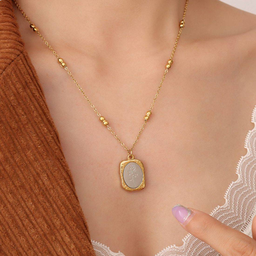 Enchanted Mirror Rose Pendant Necklace