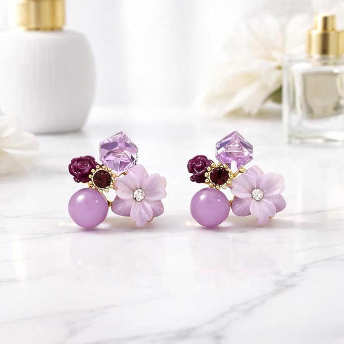 Korean Lavender Bloom Earrings
