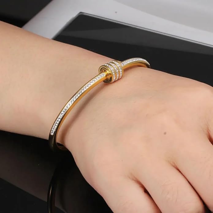 Pavé Knot Gold Plated Bangle Bracelet