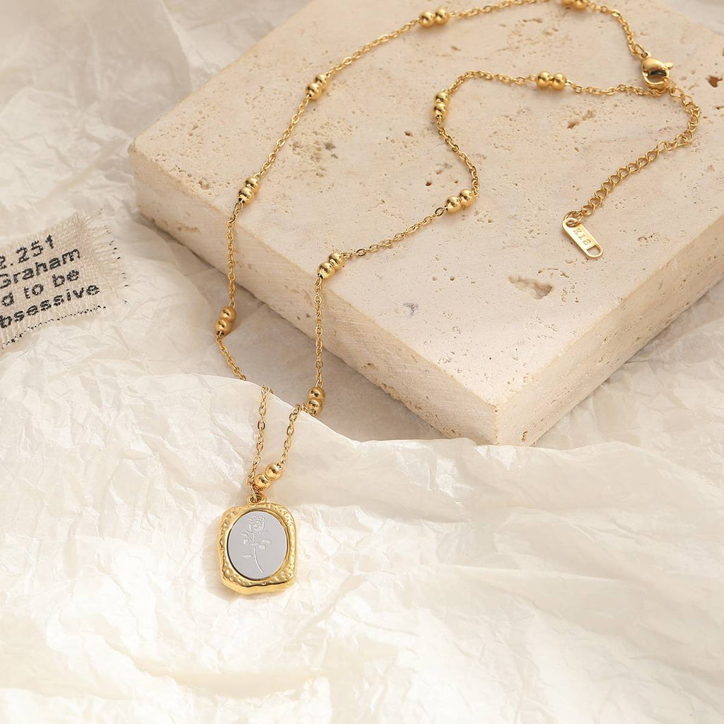 Enchanted Mirror Rose Pendant Necklace