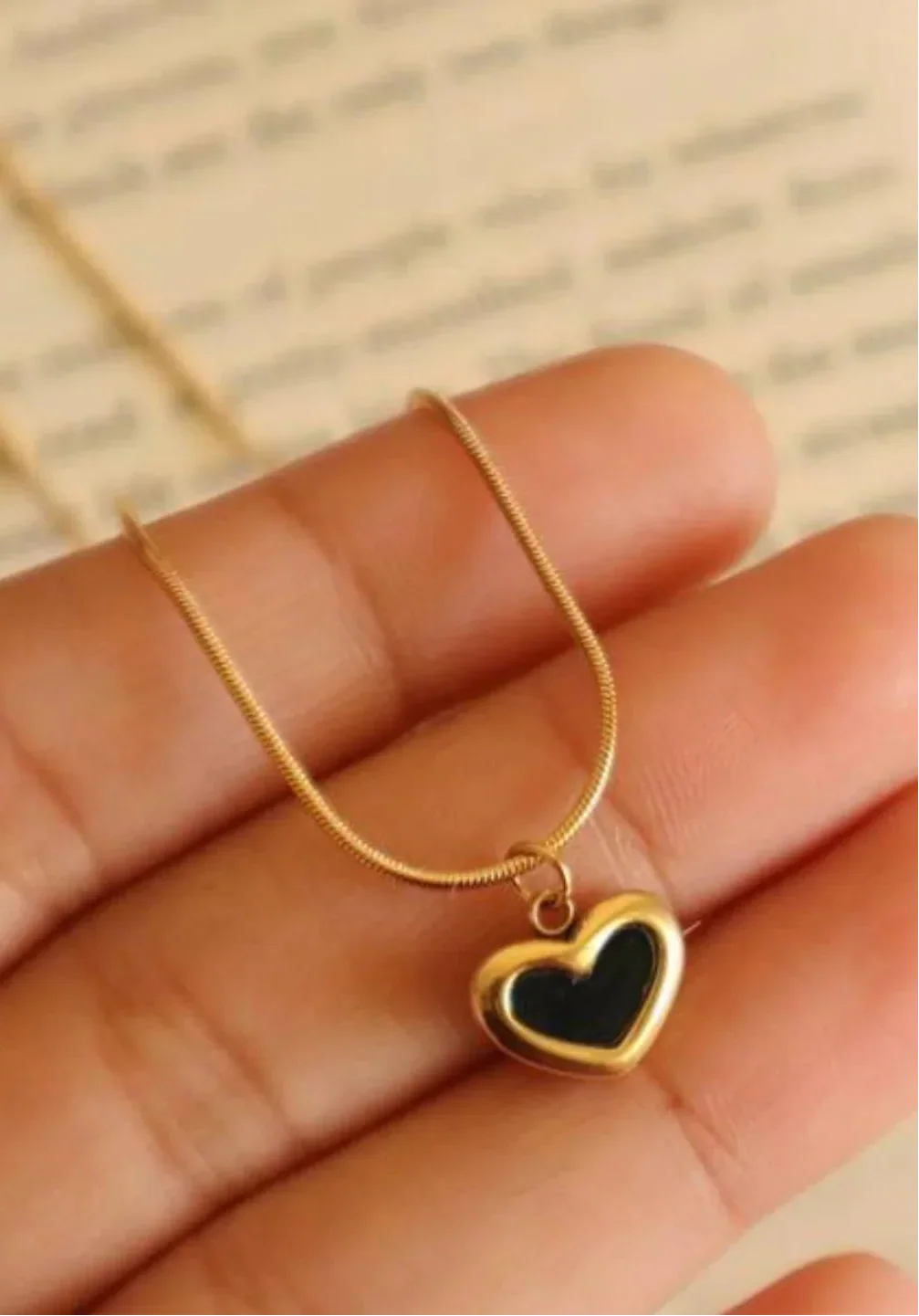 Golden Noir Heart Necklace