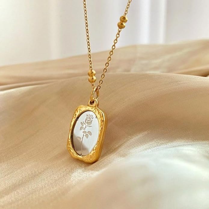 Enchanted Mirror Rose Pendant Necklace