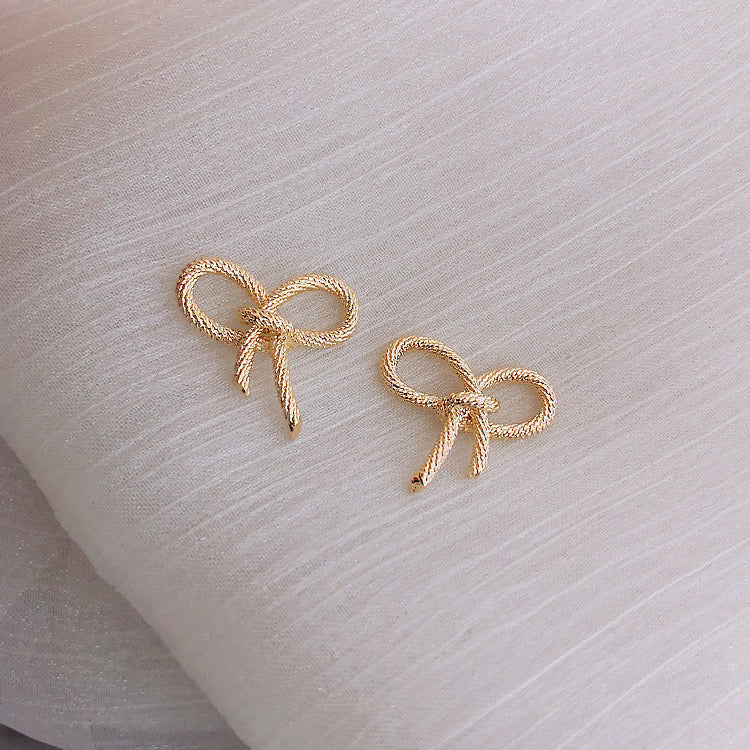 Golden Bow Stud Earrings