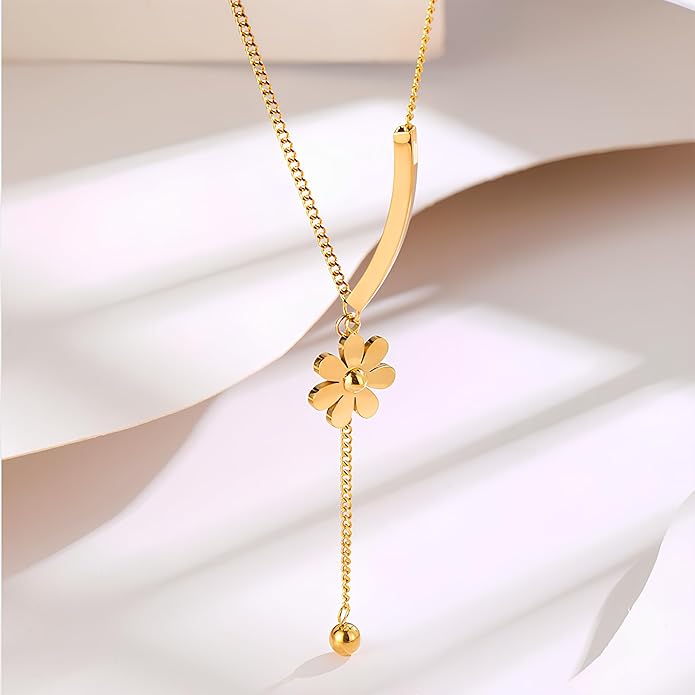 Golden Daisy Drop Necklace