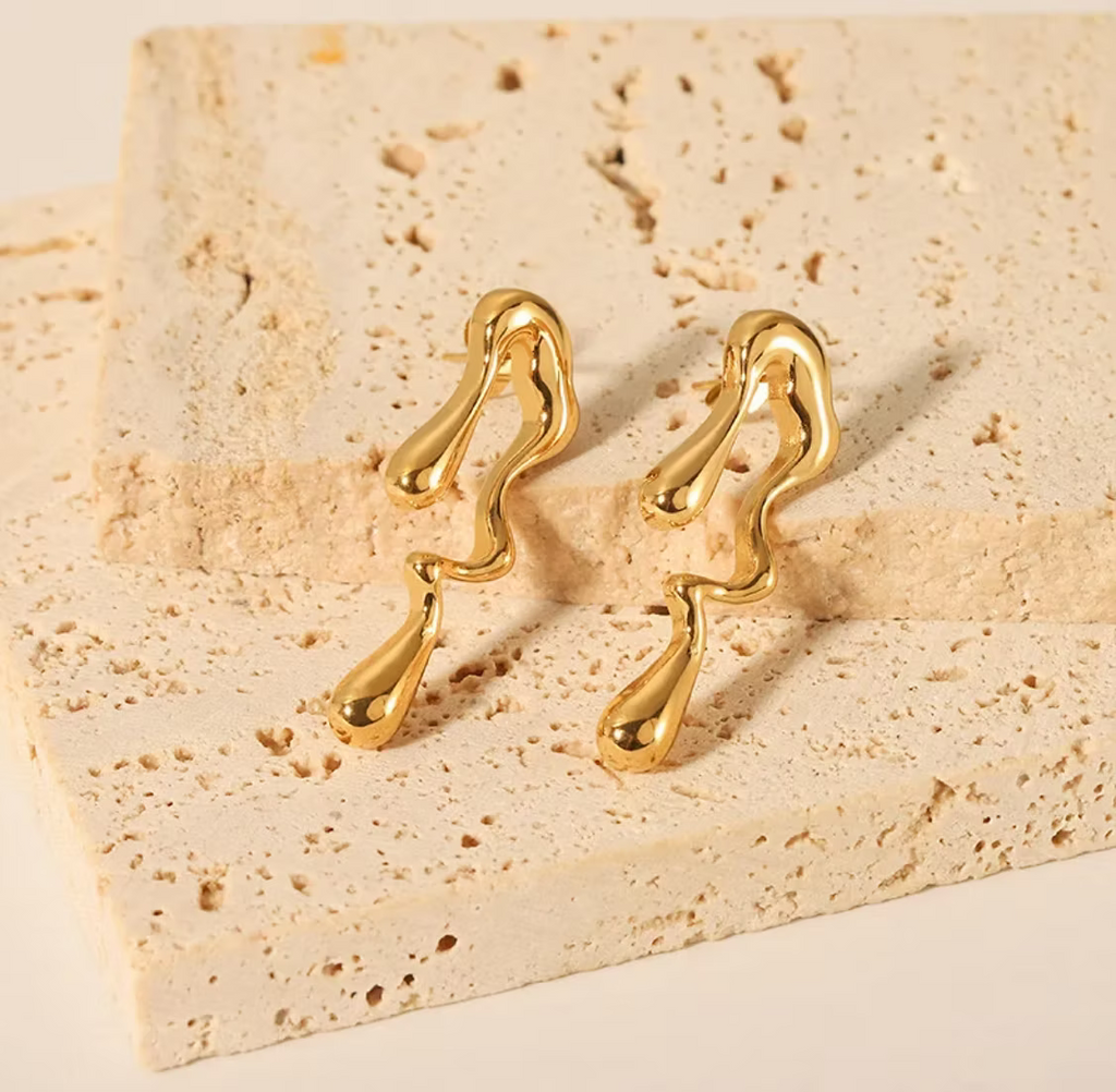 Abstract Gold Drop Earrings