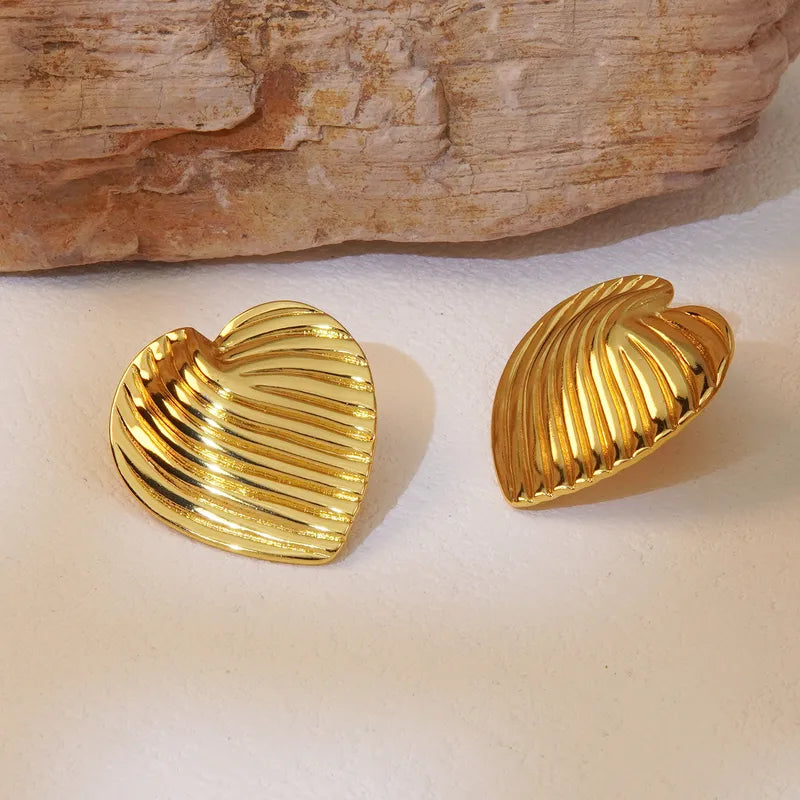 Golden Heart Stud Earrings for Women