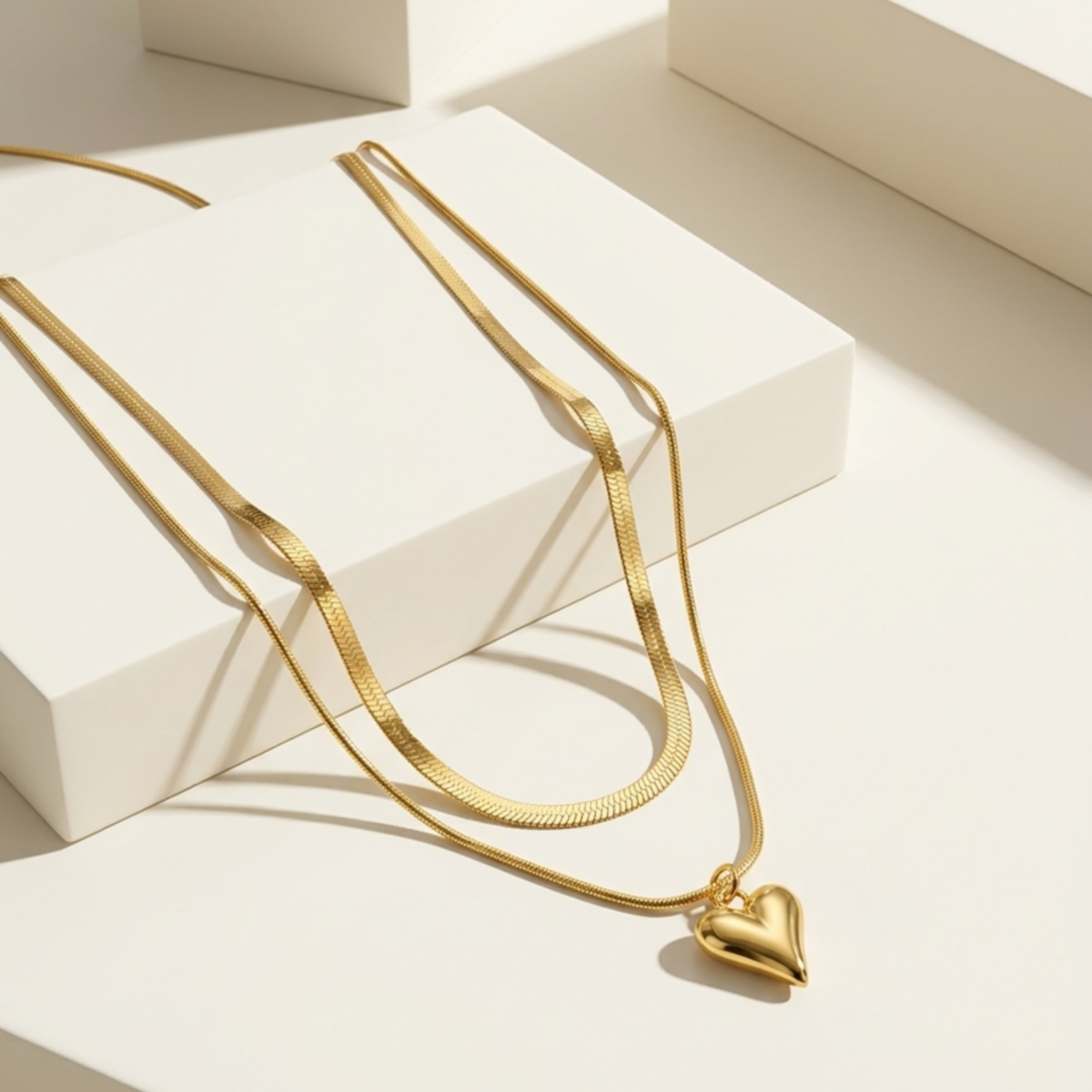 Golden Heart Layered Necklace