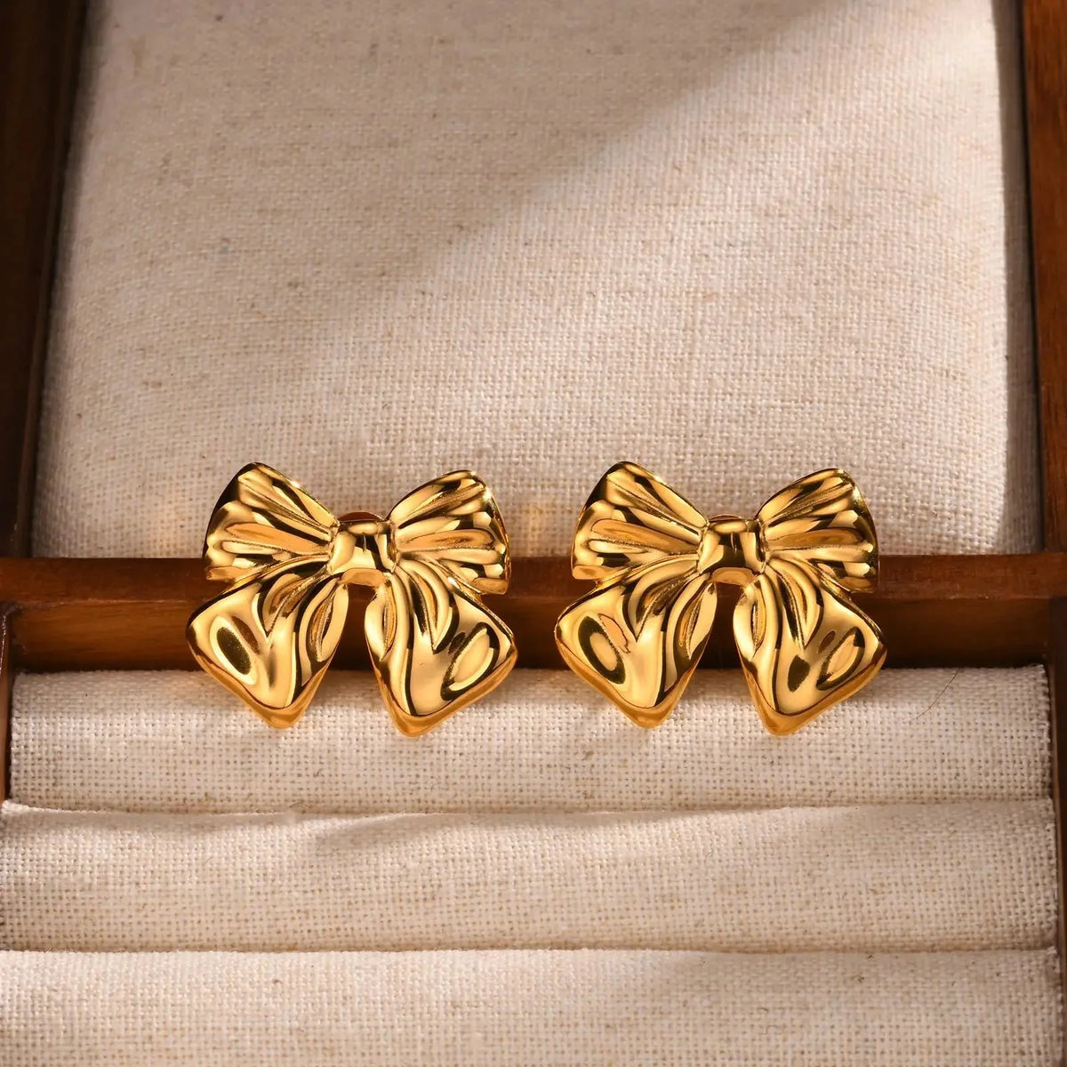 Golden Bow Anti-Tarnish Earrings