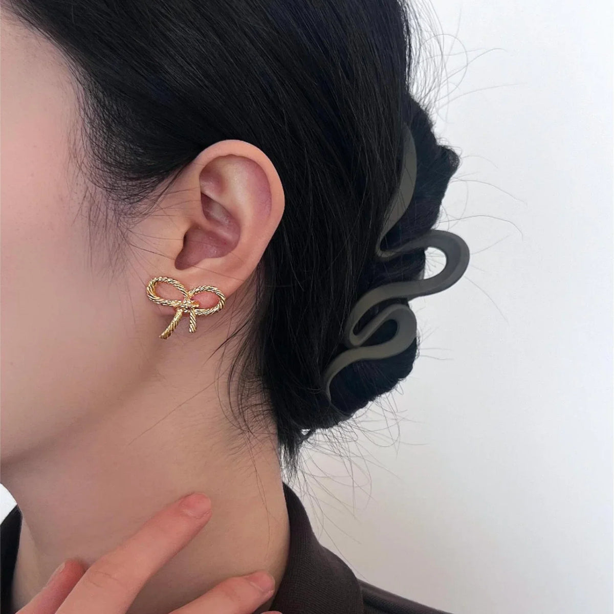 Golden Bow Stud Earrings