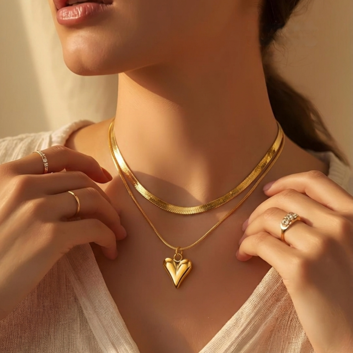Golden Heart Layered Necklace