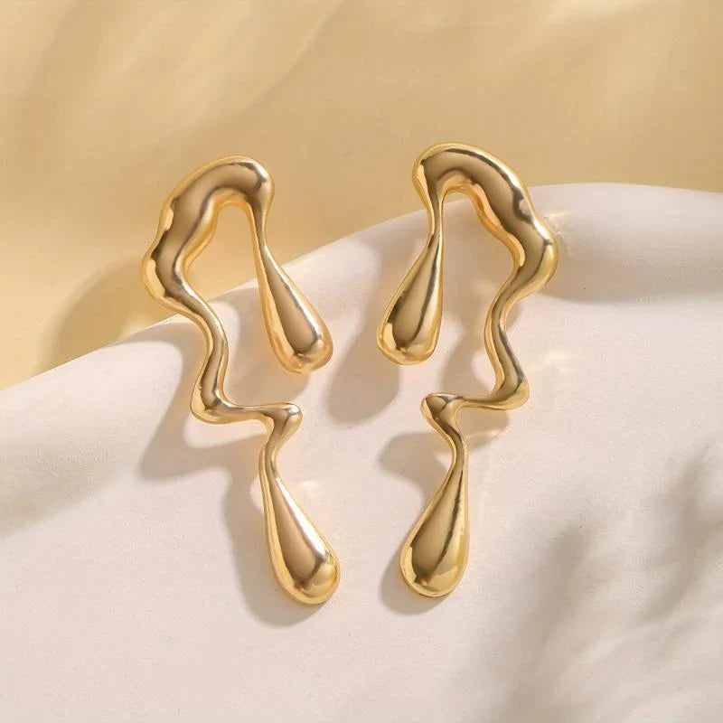 Abstract Gold Drop Earrings