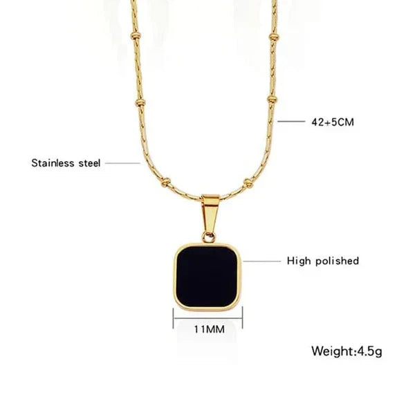 Black Square Pendant Necklace
