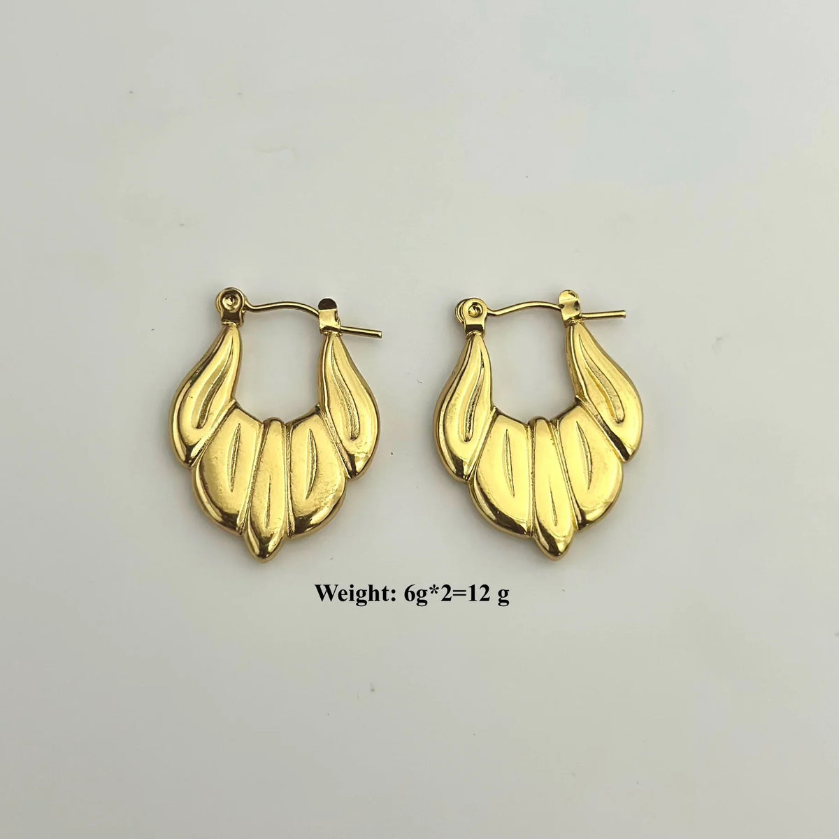 Golden Petal Sculpted Hoop Earrings