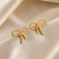 Golden Bow Stud Earrings