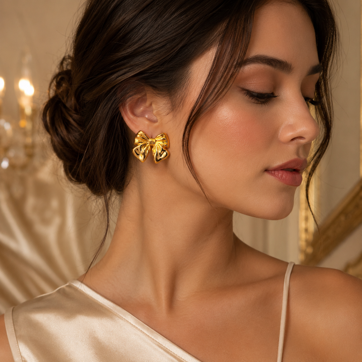 Golden Bow Anti-Tarnish Earrings