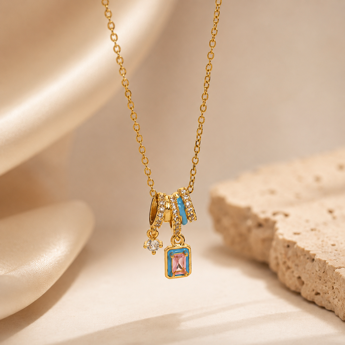 Pink Mirage Gold Necklace