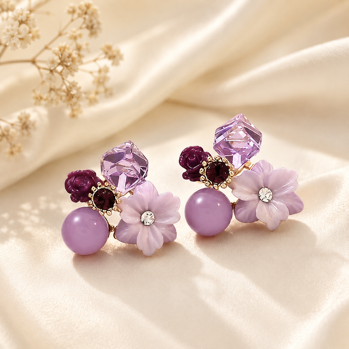 Korean Lavender Bloom Earrings
