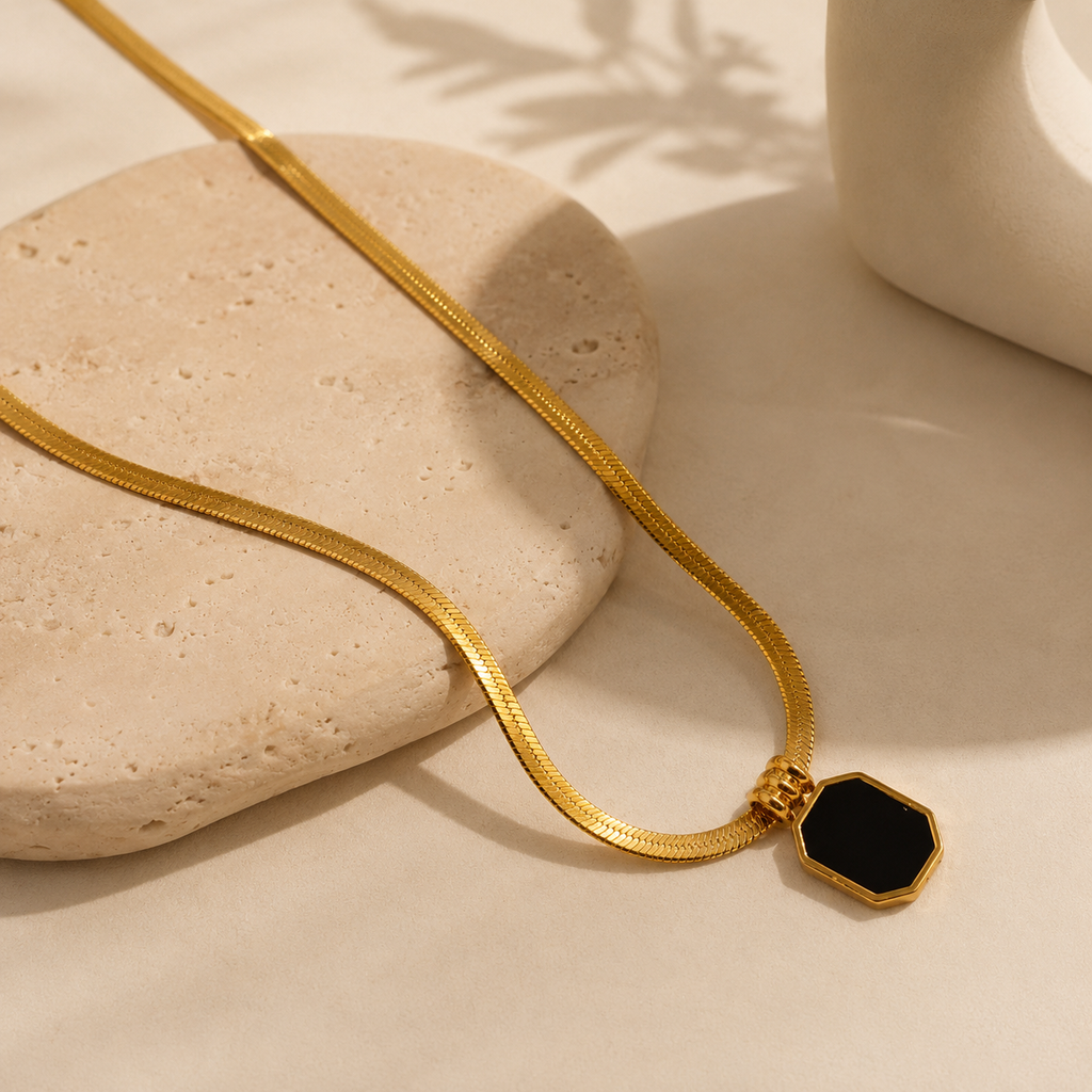 Midnight Muse Gold Pendant Necklace