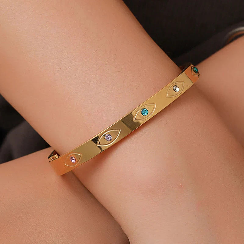 Multicolour Evil Eye Gold Plated Bracelet