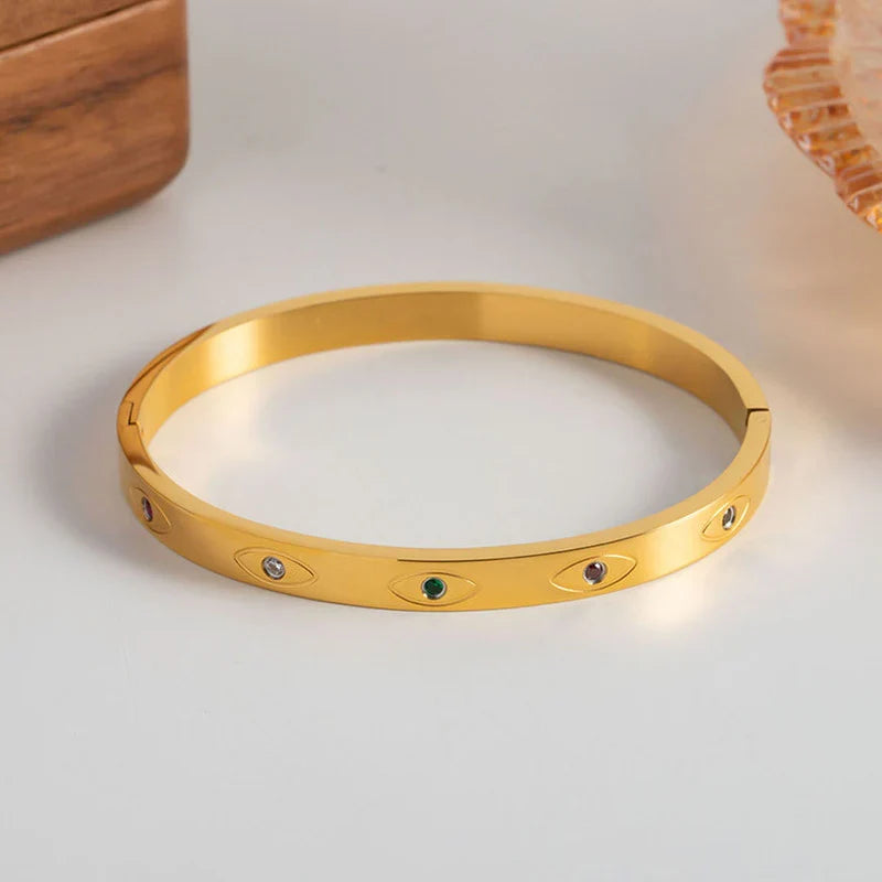 Multicolour Evil Eye Gold Plated Bracelet