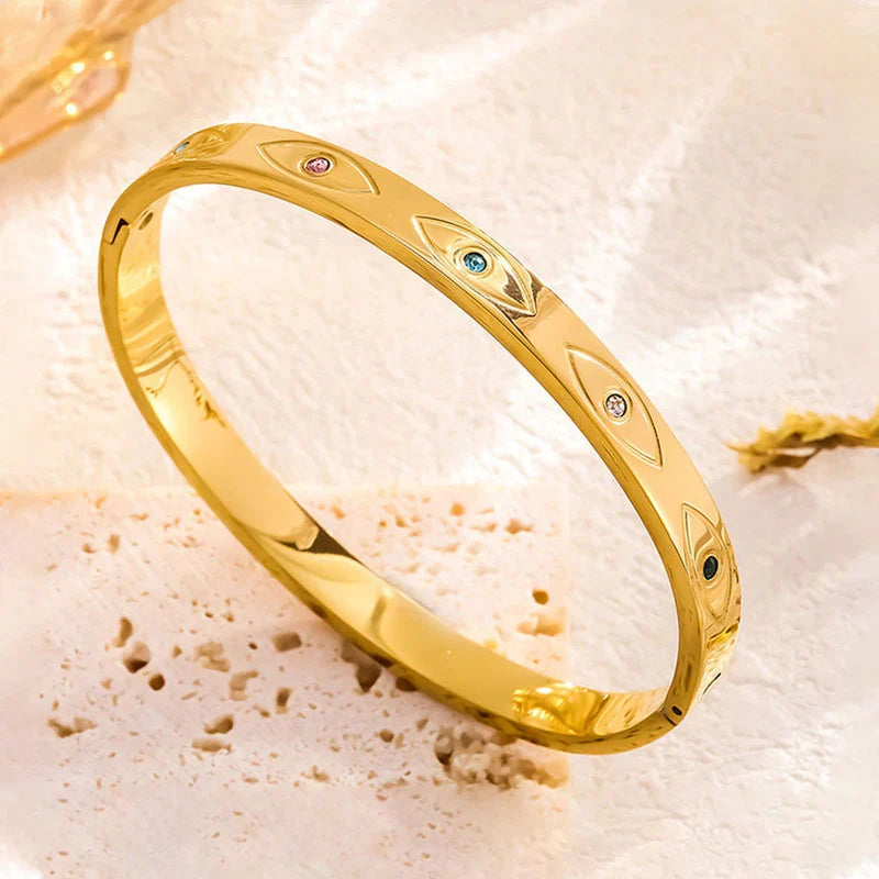 Multicolour Evil Eye Gold Plated Bracelet
