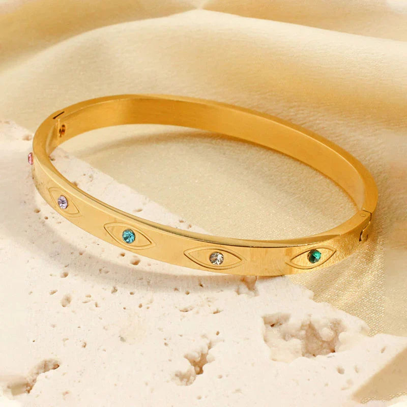 Multicolour Evil Eye Gold Plated Bracelet