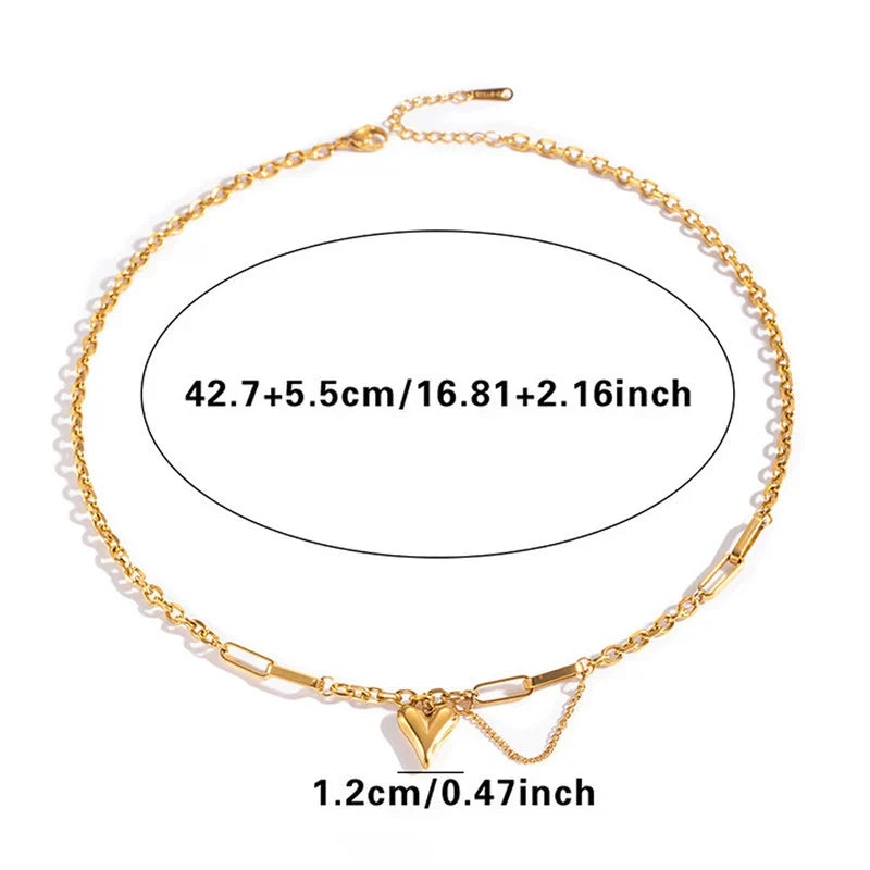 Golden Heart Link Chain Necklace