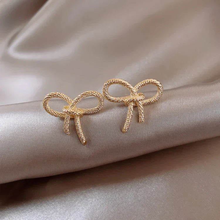 Golden Bow Stud Earrings