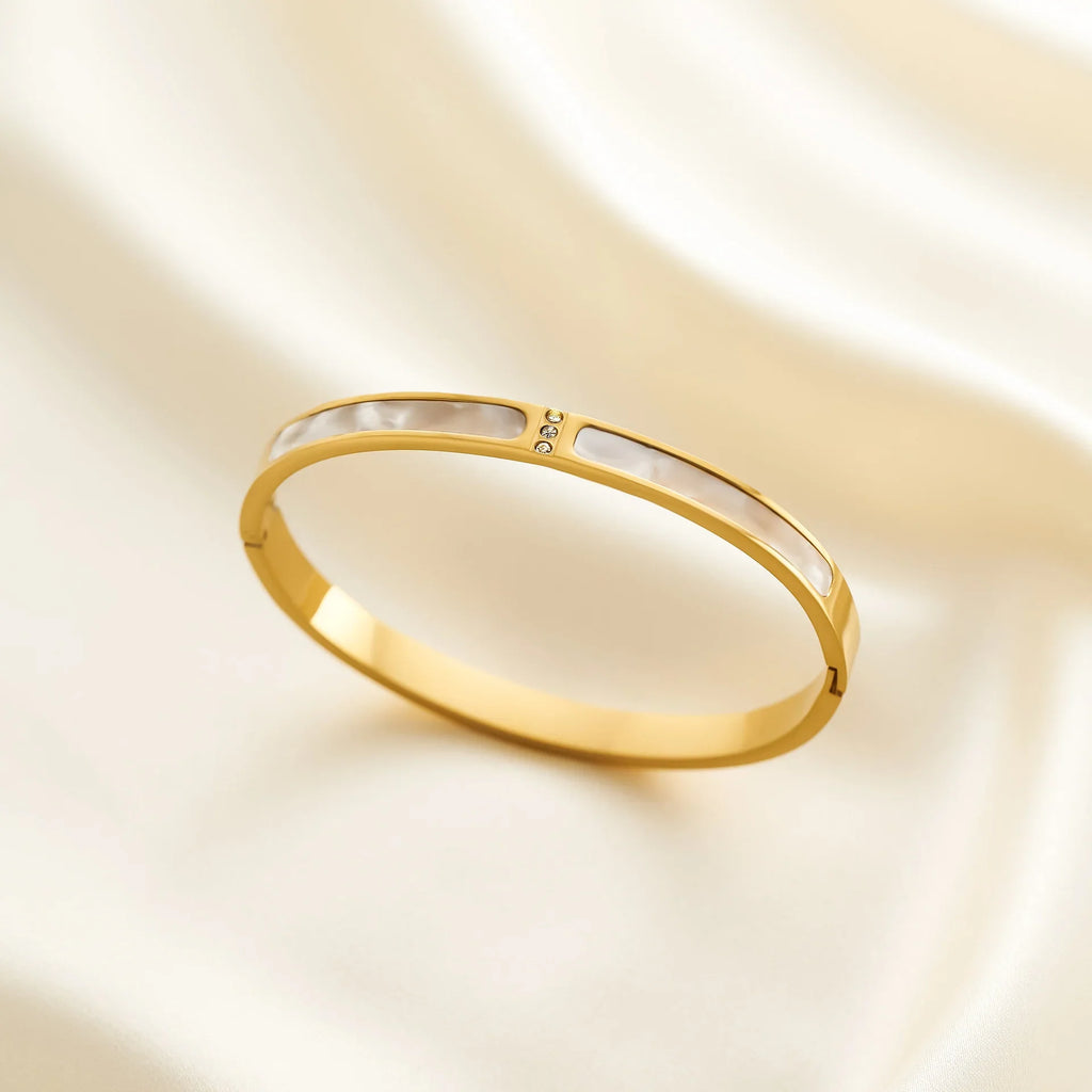 White Fritillary Shell Bangle Bracelet