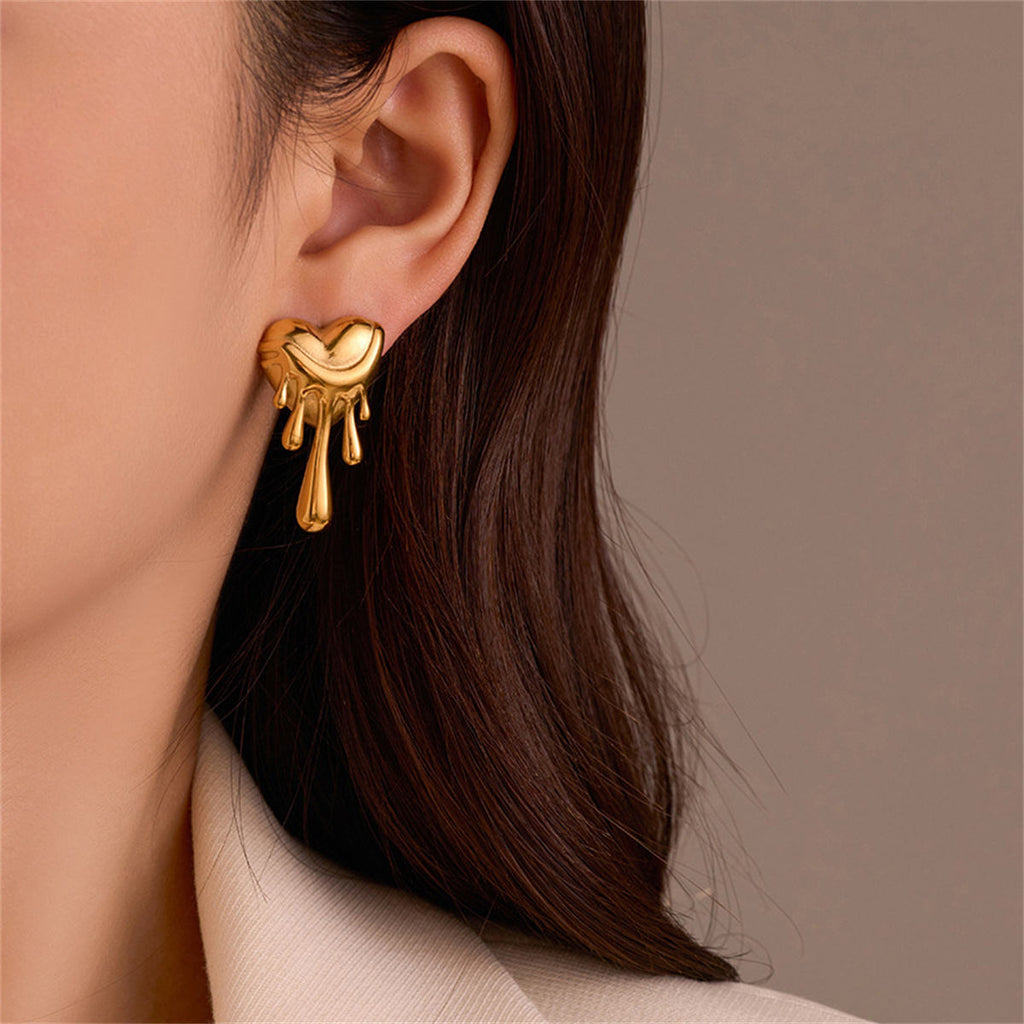 Molten Heart Drop Earrings
