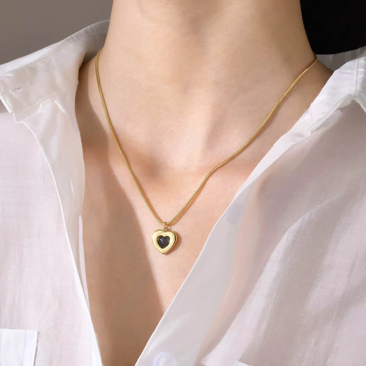 Golden Noir Heart Necklace
