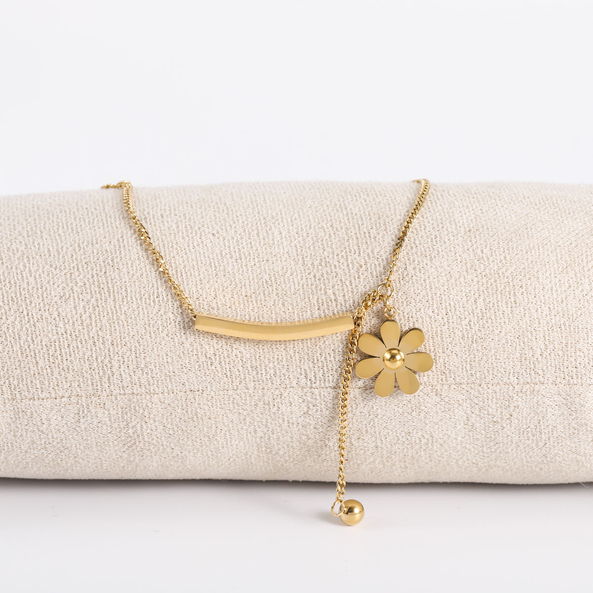 Golden Daisy Drop Necklace