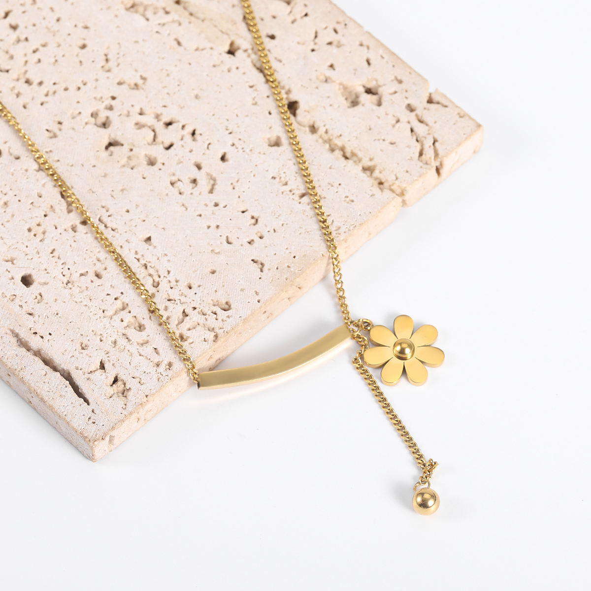 Golden Daisy Drop Necklace