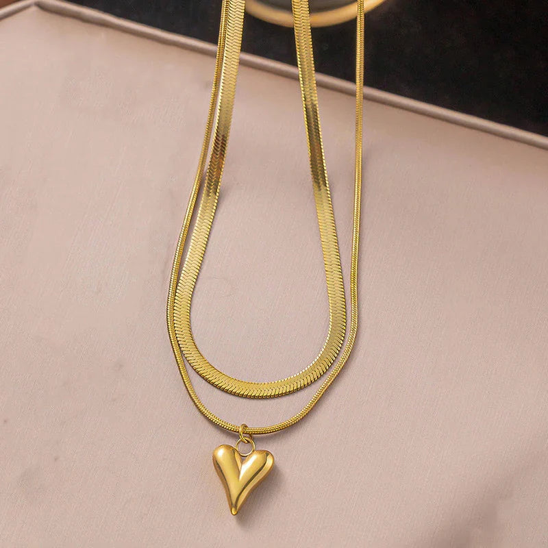 Golden Heart Layered Necklace