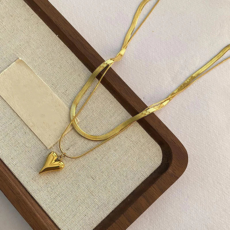 Golden Heart Layered Necklace