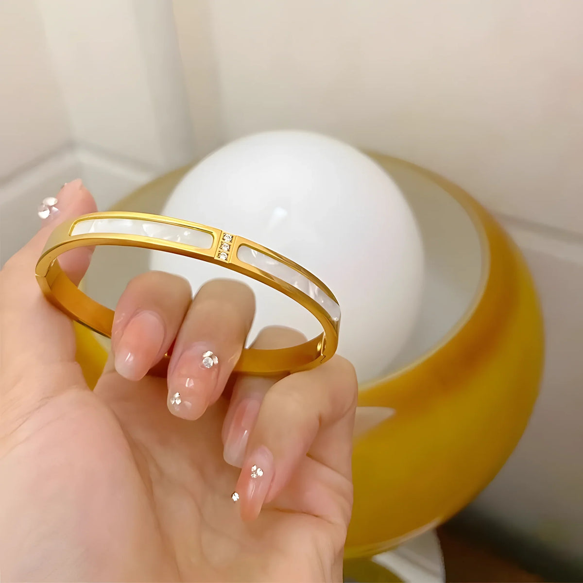 White Fritillary Shell Bangle Bracelet