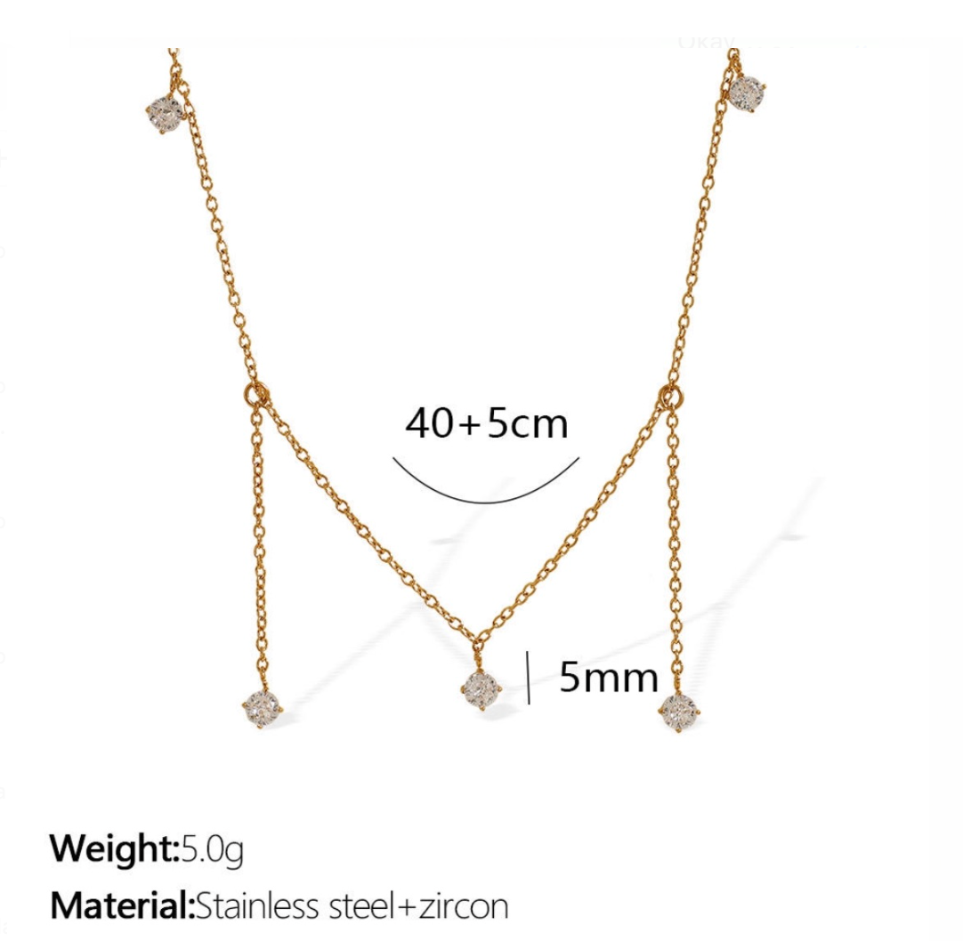 Crystal Drop Layered Necklace