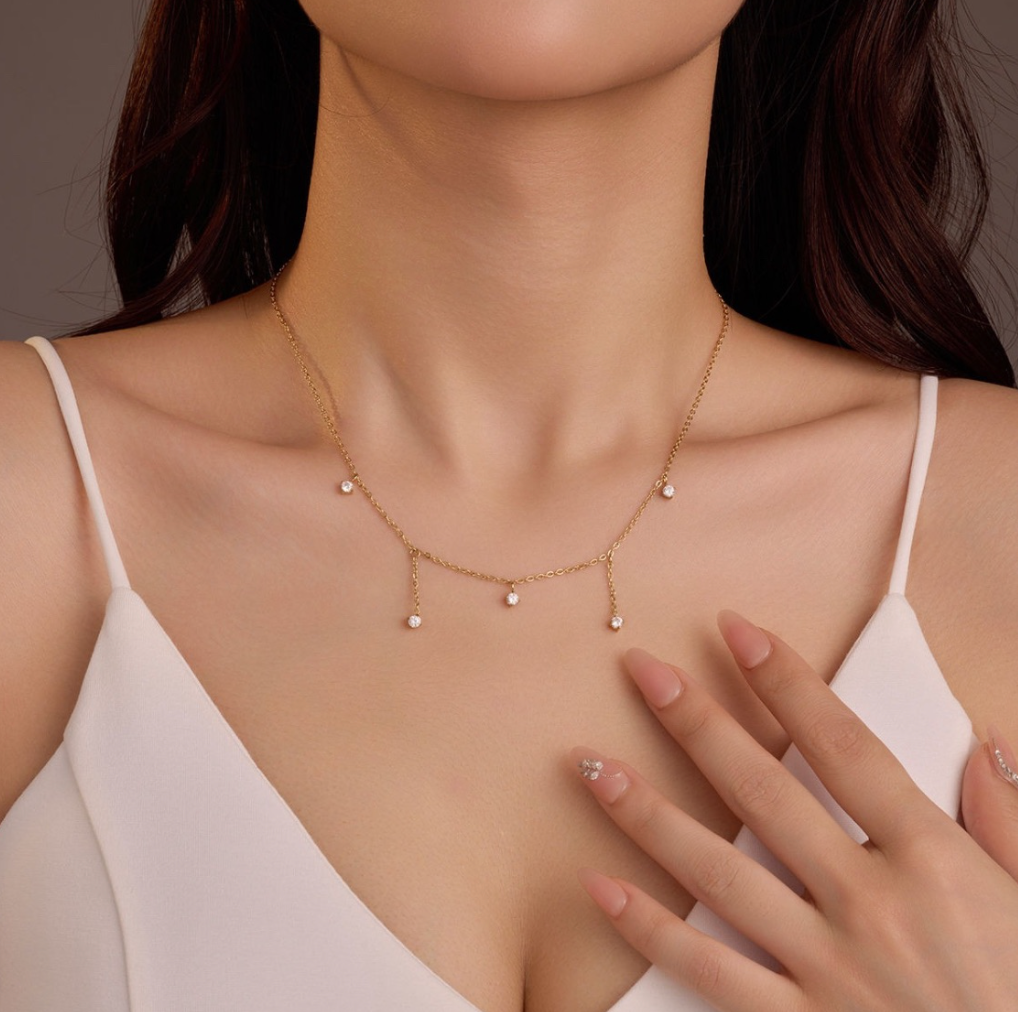 Crystal Drop Layered Necklace