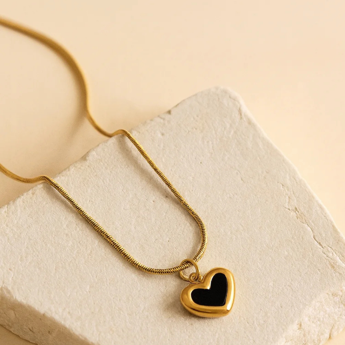 Golden Noir Heart Necklace