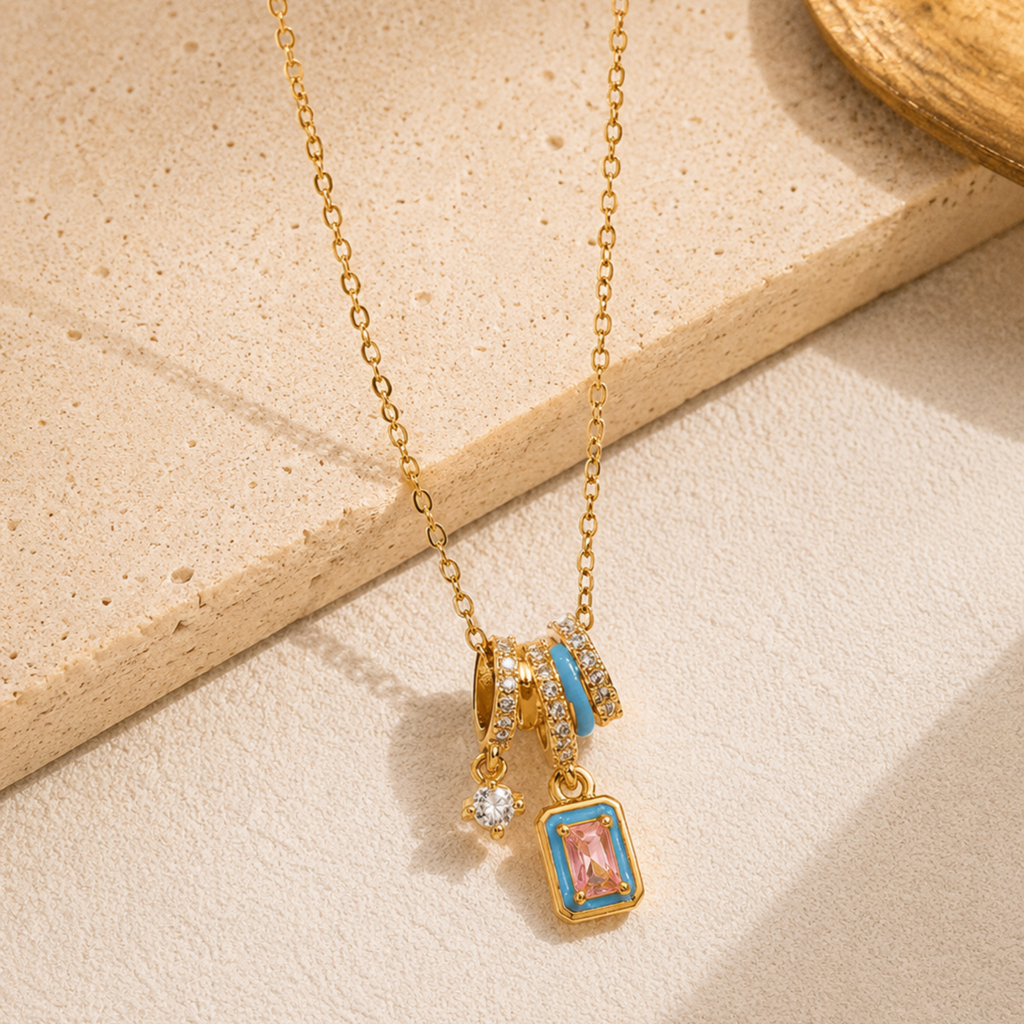 Pink Mirage Gold Necklace