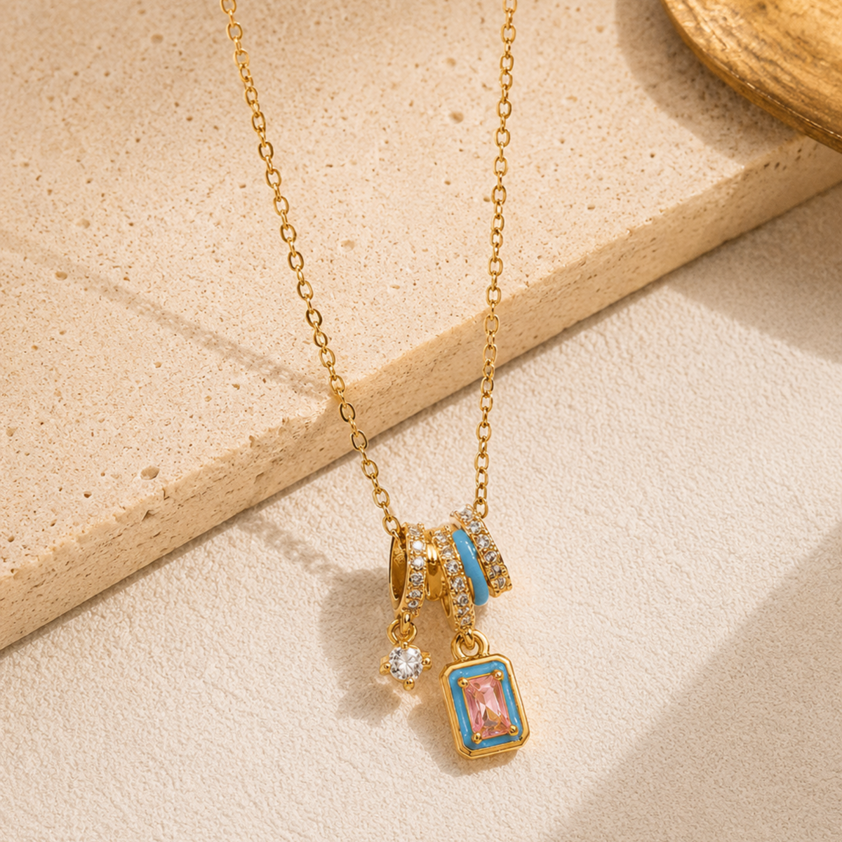 Pink Mirage Gold Necklace