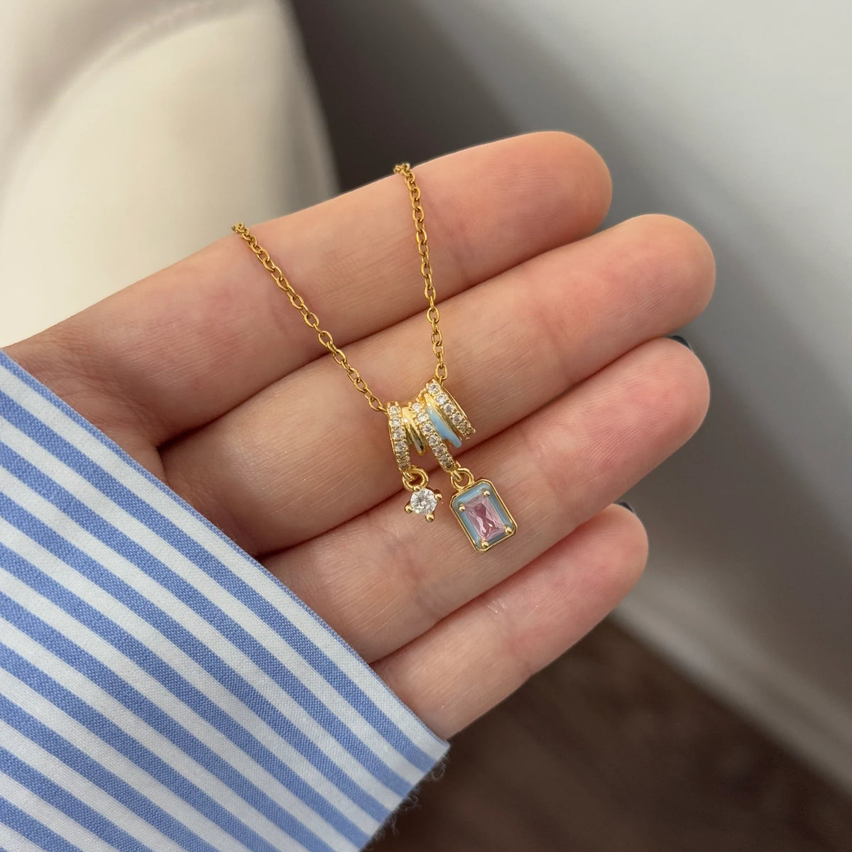 Pink Mirage Gold Necklace